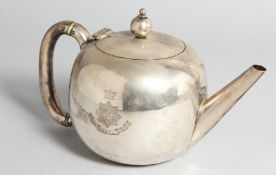 A VICTORIAN MAPPIN BROS. SILVER TEA POT, London, 1891, weight 9ozs, engraved, Army Medical Corps