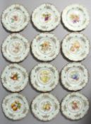 A GOOD SET OF TWELVE MINTON BOTANICAL PLATES painted by J. Cole and others.
