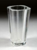 A DAUM NANCY SQUARE TAPERING VASE with cut off curves. Printed mark, 6.25ins high.