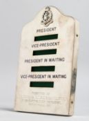 A MAPPIN AND WEBB SILVER MESS COMMITTEE FRAME with blue enamel letters wooden frame and applied RAMC