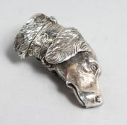 A CAST SILVER HUNTING DOG VESTA