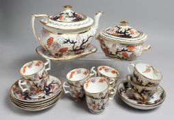 A NEW HALL PART TEA AND COFFEE SERVICE painted with pattern 446, some pieces marked, comprising of a