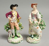 AN 18TH CENTRUY DERBY FIGURE OF A GALLANT AND COMPANION, incised mark no. 60.