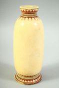 AN 18TH CENTURY CEYLONESE TURNED IVORY BOTTLE, the neck and foot rim with painted decoration, 16.5cm