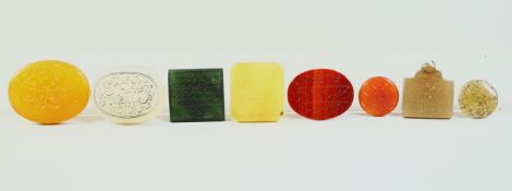 EIGHT SMALL ISLAMIC ENGRAVED CALLIGRAPHIC SEALS, of various stones (8).