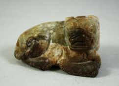 A CHINESE HARDSTONE CARVING OF LION DOG, 6cm long.