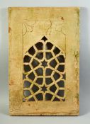 A MUGHAL CARVED AND PIERCED STONE WINDOW, 54.5cm x 35.5cm.