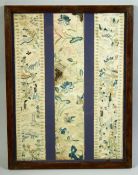 A CHINESE EMBROIDERED TEXTILE PANEL, framed and glazed, 45cm x 34.5cm.