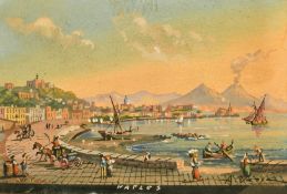 19th Century Neapolitan School, a collection of five views of the bay of Naples, watercolour,