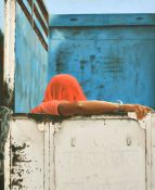 Mark Clark (b.1959), 'Lift to the Next Town', oil on board, signed and inscribed verso, 22