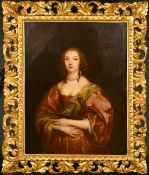 Follower of Anthony Van Dyck, a portrait of a lady, oil on canvas, 44.5