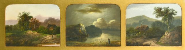 Charles Morris Senior (1861-1922) A set of three rustic views, oils on board, two signed, each 5.