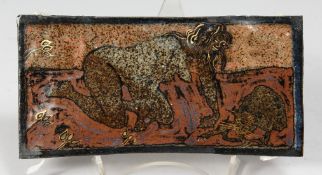 Eric James Mellon (1925-2014) British, a female nude and a cat, painted stoneware, signed, dated