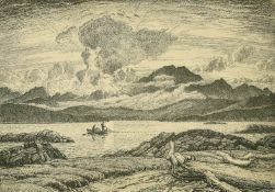 Leslie Moffat Ward (1888-1978) British, an estuary scene, etching, signed, 5