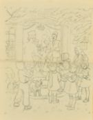 Hubert Williams (1905-1989) British, 'Rough for Robin Annual, Carol Singing in the Snow', 15.5