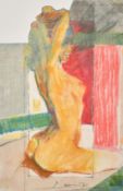 Dexter Brown (b. 1942) British, a study of a kneeling female nude, mixed media on cut-out paper,