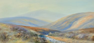 Herbert W. Hicks, A pair a moorland scenes, one on the moors, the other on the coast, gouache and