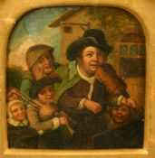 After Ostade, a scene of musicians outside a country house, oil, 3