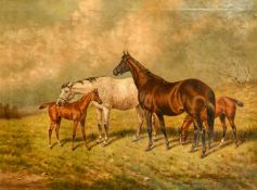 William Eddowes Turner (19th Century) British, 'Thorough Bred Mares, Gem of Gems and Activity',