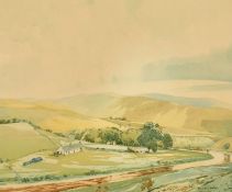 Alastair Dallas (1898-1983) Scottish, A view of buildings and a river, watercolour, signed, 14