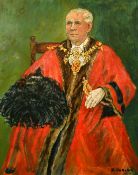 R. Harland (20th Century) Portrait of Cllr C.W. Frid, Mayor of Rochester 1968-1969, oil on board,
