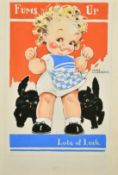 Agnes Richardson (1885-1951) British, 'Fums Up, Lot of Luck', gouache, signed, image 14.5