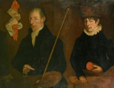 A portrait of an artist and his assistant, oil on panel, 35