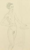Kanwaldeep Singh Kang, signed Nicks (1964-2007) British, a pencil study of a standing female nude