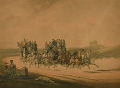 'Halfway' and 'The Opposition Coaches', a pair of 19th Century prints of coaching scenes, 11