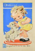 Agnes Richardson (1885-1951) British, 'Darling, how glad we'll be to see you', gouache, signed,