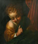 18th /19th Century School, a study of a young child, oil, 17.5