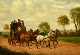 Circle of Alken (19th Century) British, A set of four coaching scenes, oil on canvas, each 14