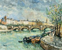 Robert L. P. Lavoine (1916-1999) a view of the Pont Neuf, oil on canvas, signed and also inscribed