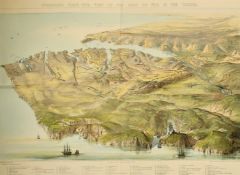 A. Maclure a 19th Century hand coloured lithograph of 'Stanford's Birds eye view of the seat of