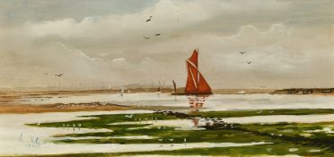 L. Tyler (21st Century) Sailing boats in an estuary, 6.5