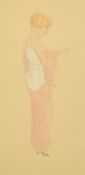Raphael Kirchner (1876-1917) Austrian, a study of an elegant lady unbuttoning her dress,