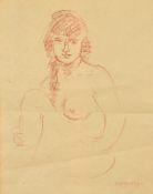 Stella Steyn (1907-1987) Irish, a conte study of a seated female nude, signed, 10.5
