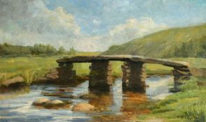 S. Lawton (20th Century) A stone bridge over a stream, oil on canvas, signed, 12