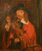 18th Century, Portrait of a man holding a violin, oil on panel, 8