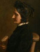 James Sant (1820-1916) British, a study of a seated elderly lady holding a book, oil on board,