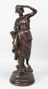 Eugene Laurent (1832-1898) French, 'La Pecheuse', a female figure carrying a basket of