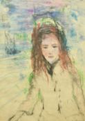 20th Century, Study of a young lady, pastel, indistinctly signed, 27