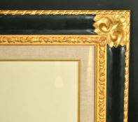 A 20th Century ebonized and gilt frame with linen mount made to house a work on paper, would fit 18
