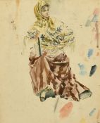 Late 19th Century, possibly Portuguese School, a study of an elegant lady in traditional clothing,