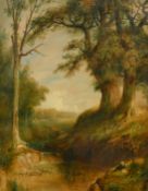 R. Whale, (Late 19th Century) A quite glade with a young man lying on the ground writing next to a