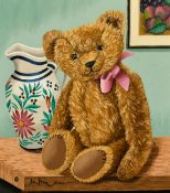 Joanna Bryan (b.1956) British, 'Algernon bear with Quimper jug and still life', oil on board,