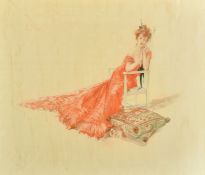 Richard Pannett (19th/20th Century) British, an elegant young lady dressed in a red dress,