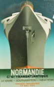 After Adolphe Mouron Cassandre, a poster of the Normandie, 39