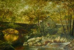 William Henry Mander (1850-1922) British, a view of a watermill through trees, oil on canvas, signed