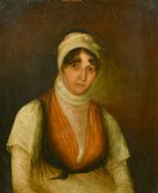 19th Century School, a pair of portraits of a lady and a gentleman, the lady on oak panel the